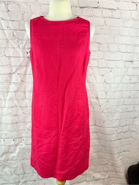 Chico's (0) hot pink Sleeveless sheath linen pencil Dress women S classic summer